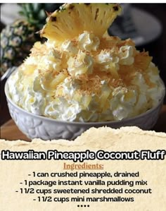 hawaiian pineapple coconut fluff recipe in a bowl