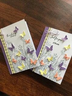 two greeting cards with butterflies on them