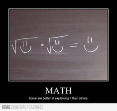 the words math written in white chalk on a blackboard with an image of two faces