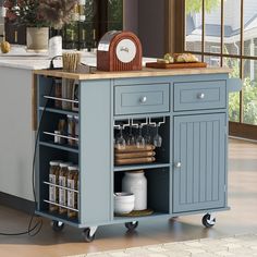 a kitchen cart with spices and condiments on it