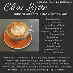 an advertisement with information about chai latte