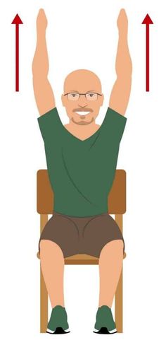 a man sitting in a chair with his hands up