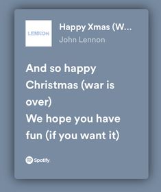 So This Is Christmas John Lennon, Winter Lyrics, Spotify Screenshot, Blue Christmas Background, Xmas Music