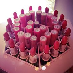 Want This Storage For My Lipglosses & Lipsticks ! ♡ Lipstick Color, Makeup Studio, Mac Makeup, Beauty Room, Makeup Storage