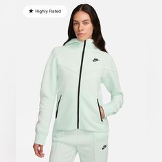 New With Tags Nike Sportswear Tech Fleece Windrunner Full-Zip Hoodie In Size Extra Small, Light Green Color. Matching Pants Are Available (Worn Once). Nike Clothes, Nike Sportswear Tech Fleece, Nike Sportswear Women, Women's Sportswear, Nike Tech Fleece, Sports Football, Tailored Design, Nike Tech, Tech Fleece