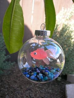 Christmas tree fish tank ornament! Omg the kids are going to love making these for the Christmas tree. Awesome DIY craft using the clear ornament balls. I am so glad I found this how cute! Clear Ornament Balls, Diy Christmas Ornaments Easy, Clear Ornaments, Easy Christmas Diy, Christmas Ornaments Homemade, Christmas Ornament Crafts