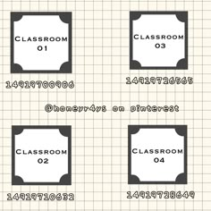 the classroom numbers are displayed in black and white on a piece of paper that says class room