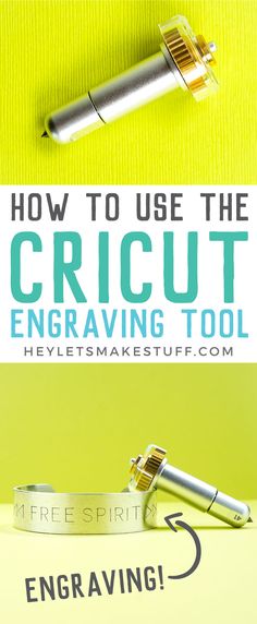 the words how to use the cricut engraving tool are in front of a green background