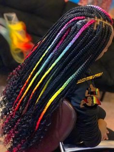 Hair With Random Braids, Rainbow Box Braids, Peekaboo Braids, Lemonade Braids Hairstyles, Rainbow Braids, Lil Girl Hairstyles, Feed In Braids Hairstyles, Braids Hairstyles Pictures