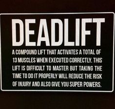 a sign that says deadlift on the side of a blackboard with white writing