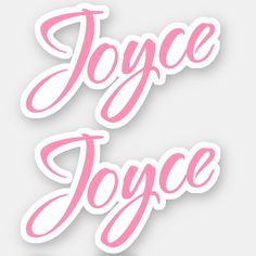 two stickers with the words joyce and joyce on them