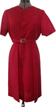 Fancy Lady, Red Belt, Belted Shirt Dress, Wrap Dress, Shirt Dress, Short Sleeves, Buckle, V Neck, Red