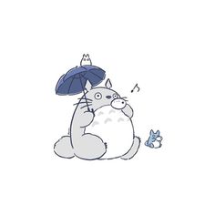 a cat with an umbrella sitting on the ground