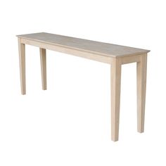 a wooden table with two legs on white background