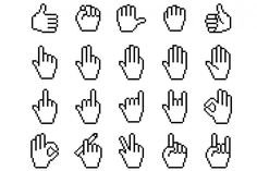 hand gestures pixelated in black and white on a white background stock photo, images and royalty