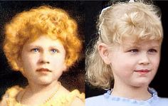 two children with blonde hair and blue eyes are shown in this composite image from the same photo