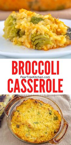 broccoli casserole on a plate with the title above it