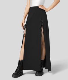 Split Maxi Skirt, Maxi Skirt Outfit, Curated Outfit, Effortlessly Chic Outfits, Split Skirt, Full Length Dress, Bleach Wash, Casual Skirt, Bottom Clothes