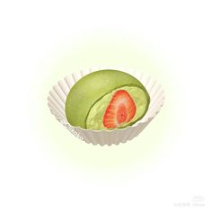 a piece of fruit in a paper container