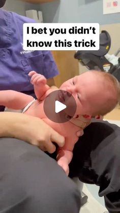 a woman holding a baby in her arms with the caption i bet you didn't know this trick