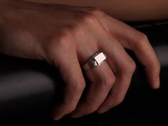 Silver rectangular minimalist ring, Sleek engraved modern design rings, modern signet rings, Elegant silver accessory, Perfect gift for men    Discover the refined elegance of this silver rectangular minimalist ring, crafted to enhance your jewelry collection with its sleek and modern design. This ring features a polished surface with subtle engravings, creating a sophisticated look that makes it an ideal choice for both casual and formal occasions.    As a contemporary signet ring, it perfectly blends timeless craftsmanship with modern aesthetics, making it a standout piece that exudes confidence and style. The rectangular shape adds a unique touch, making it a versatile accessory that can complement any outfit.    This elegant silver accessory is the perfect gift for men, whether for bir Rings Elegant, Signet Rings, Minimalist Ring, Silver Accessories, Minimalist Rings, Modern Aesthetics, Signet Ring, Sophisticated Look, Gift For Men