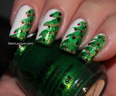 Diy Christmas Nail Art, Christmas Tree Nail Art, Nail Noel, Christmas Nails Diy, Tree Nail Art, Christmas Tree Nails, Tree Nails, Trendy Nail Art Designs