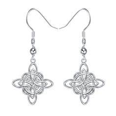 PRICES MAY VARY. Four corner knot celtic design! A symbol of strength and protection Earring width: 0.71 inch; A pair of earrings total weight about 1.93 g Dangle earrings featuring witches knot drops in high polished sterling silver, tarnish resistant, nickel-free, lead-free, cadmium-free; plating: rhodium; finish: high polish Comfortable and practical to wear every day，Sweet and glittering, this style is an ideal considerate present for your friends and family members. Products exquisitely pac Witches Knot, Celtic Knot Earrings, Witch Earrings, Celtic Design, Symbol Of Strength, Small Jewelry Box, Knot Earrings, Celtic Designs, Jewelry Ring Box