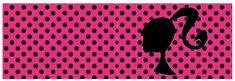 the silhouette of a woman's head against a pink background with black polka dots