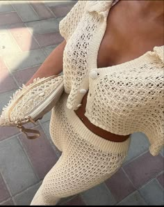 Boho Knit, Crochet Beach Dress, Beach Attire, Knitted Suit, Crochet Fashion Patterns, Casual Summer Outfit, Knit Set, Instagram Foto