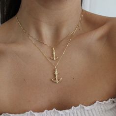 "14K Solid Gold Anchor Pendant Necklace, 14K Solid Gold Anchor Pendant, Mariner Nautical Necklace Charm, Nautical Jewelry, Ocean Jewelry.Can be worn with other necklaces, great for layers. A Perfect 14K Gold gift. Nautical Jewelry, Christmas Gift, Christmas gift for her, Christmas gift for him, Christmas Gift for girlfriend, Christmas gift for him, Christmas gift for mother. . . . * Gold KT: 14K Gold  * Gold Color: Yellow Gold * Chain: 1mm Rope Chain * Stamp: 14k * Never gold filled or plated * Packaged With Free Gift Box . . . PENDANT Measurements: * Small: With Bail 25mm X 14mm Without Bail: 20mm X 14mm . * Medium: With Bail 30mm X 20mm Without Bail: 25mm X 20mm . . . If you have any questions, just hit the \"Message the Seller\" button ( bottom right of the page) and we will get back to Gold Anchor Necklace In Nautical Style, Anchor Locket Gold, Nautical Style Anchor Gold Jewelry, Everyday Nautical Anchor Jewelry, Christmas Gift For Girlfriend, Gold Nautical Anchor Necklace, Jewelry Ocean, Nautical Necklace, Girlfriend Christmas