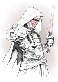 a drawing of darth vader from star wars holding a light saber in his hand