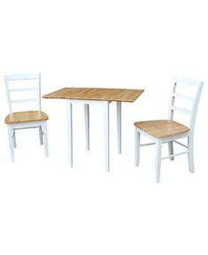 a table and two chairs are shown with one chair at the end, while the other is empty