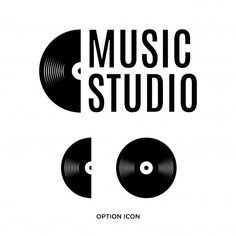 two records with the words music studio in black and white, on top of each other