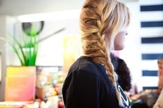 side braid Braid Waterfall, Side Plait, Fancy Ponytail, Side French Braids, Runway Hair, Long Blonde, Side Braid, Long Blonde Hair