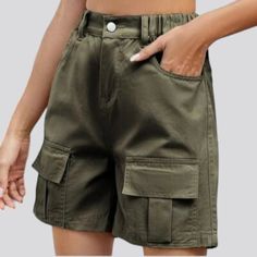 Add a pop of colorful to your summer wardrobe with our women's color cargo jean shorts from the 2024 Summer Collection.Distinctive Features: Fashion Forward: These cargo jean shorts are the epitome of chic, adding a touch of street vibe style to any outfit. Bold Color Palette: Drenched in a palette inspired by safari and elevated-rise fashion, these shorts are an ode to the season. Straight Leg Cut: Embrace the straight leg fit of these shorts that flatters any body type and adds a touch of sophistication. Safari-Inspired Cargo Pockets: The cargo pockets add a touch of utility and style, perfect for storing your essentials while on-the-go. Zippers and Buttons: The zipper and button closures add a touch of detail and make these shorts easy to put on and take off. Rubber Closure: The rubber Cargo Jean Shorts, Bold Color Palette, Shorts For Women, Black Sand, Cargo Jeans, Bold Color, Khaki Color, Color Khaki, Woman Colour