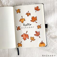 fall bullet journal pages and spread ideas October Journal Header, Fall Tbr Bullet Journal, Pumpkin Bujo Theme, September Journal Spread, Fall Reading Journal Spread, Autumn Doodles Bullet Journal, Fall Bullet Journal Theme, Months Journal Ideas