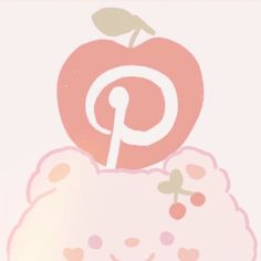 an apple sitting on top of a cloud with the letter p in it's center