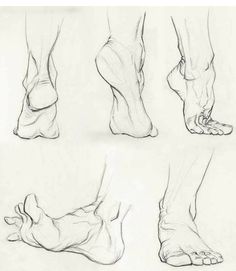 four different views of feet and ankles