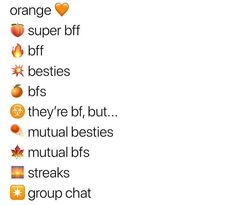 an orange is in the middle of two words that say, orange super bff bff besties bss they're, but