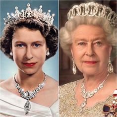 three pictures of queen elizabeth, the queen of england