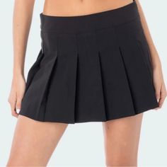 Skirt Low-Rise Zip Closure Built In Shorts Pleated Design Cotton, Polyester, Spandex Model Wears Size S Never Wore And Brand New With No Tags Black Pleated Tennis Skirt For Summer, Black High Waist Pleated Tennis Skirt, Casual Black High-waisted Pleated Skirt, Casual Black High Waist Pleated Skirt, Black Pleated Tennis Skirt With Short Inseam, Black Pleated Skort For Summer, Black Pleated Mini Skirt For Summer, Black Mini Pleated Skirt For Summer, Summer Black Pleated Skort