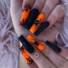 Black Halloween Nails, Halloween Nails Diy, Holloween Nails, Halloween Nails Easy, Cute Halloween Nails, Orange Glow, Halloween Recipe, Wallpaper Halloween