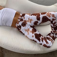 Nwt. Very Comfortable Fit. White Fitted Bottoms For Fall, Trendy White Bottoms For Fall, Cow Print Pants, Bootcut Pants, Print Pants, Printed Jeans, Baby Boots, Black Women Fashion, Fall Fashion Outfits