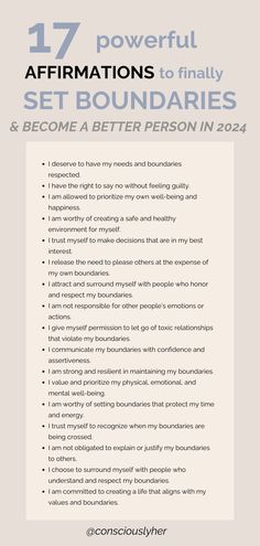 Discover the Power of Affirmations for Setting Healthy Boundaries. Learn how to finally set boundaries with confidence and gain respect in your relationships. Explore a comprehensive list of affirmations that will empower you to establish and maintain healthy boundaries for a happier and more fulfilling life. Boost your self-confidence, protect your time and energy, and create the life you deserve. Healthy Boundaries Relationships, Boundaries Quotes, List Of Affirmations, Relationship Boundaries, Setting Healthy Boundaries, Set Boundaries, Relationship Psychology, Healthy Boundaries