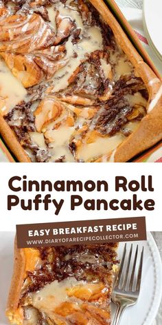 this cinnamon roll puffy pancake is easy to make and tastes just as good as it looks