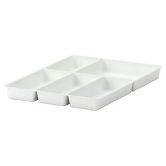 three white trays with compartments on each side