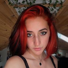 Red Front Hair, Red Front Pieces Hair, Dyed Front Streaks, Black Hair With Red Front Pieces, Front And Underneath Hair Dye, Highlight Hair Ideas, Hair Dyed Underneath, Highlight Hair, Underneath Hair