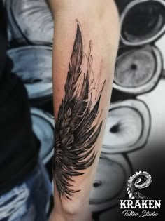 Eagle Wing Shoulder Tattoo, Fallen Wings Tattoo, Wing Cover Up Tattoos For Women, Arm Wing Tattoo Women, Wing On Forearm Tattoo, Female Wing Tattoos, Angel Wing Leg Tattoo, Raven Wing Tattoo Feminine, Forearm Wing Tattoo Women