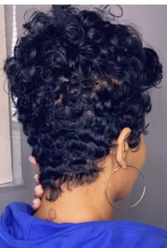 Perm Pixie Haircut Black Women, Pin Curls Pixie For Black Women, Pixie Waves Black Women, Short Pixie Pincurls, Wigs Business, 4a Pixie Cut, Daisy Perfume, Sassy Hairstyles