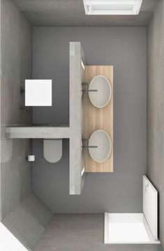 an overhead view of a bathroom with toilet and sink